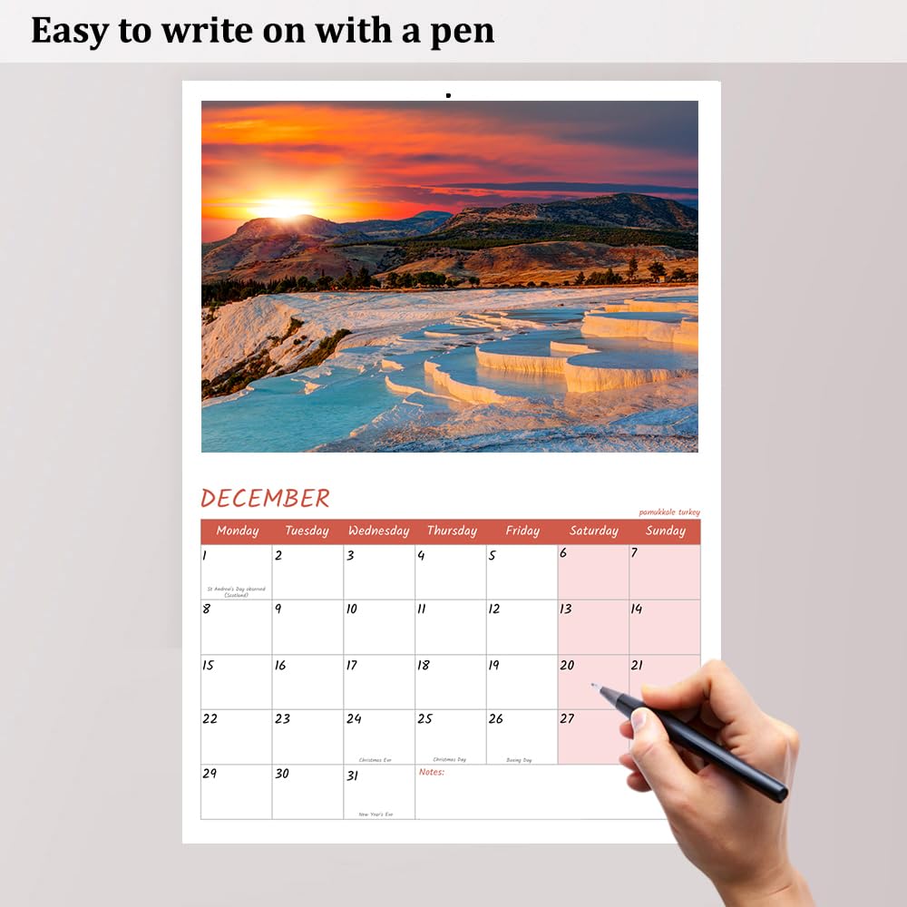 A4 Natural Wonders of the World Calendar 2026 12 Month Wall Calendar UK Perfect for Schools Offices and Homes Papa Prints - Image 4