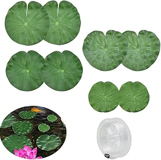 OTTYMO 8Pcs Water Lily Leaves 4 Size Artificial Lotus Leaves Floating Lily Pads Floating Foam Ornament Lily Pads Foliage Pond Decor for Patio Koi Fish Pond Pool Aquarium Decoration, 10/15/18/20cm