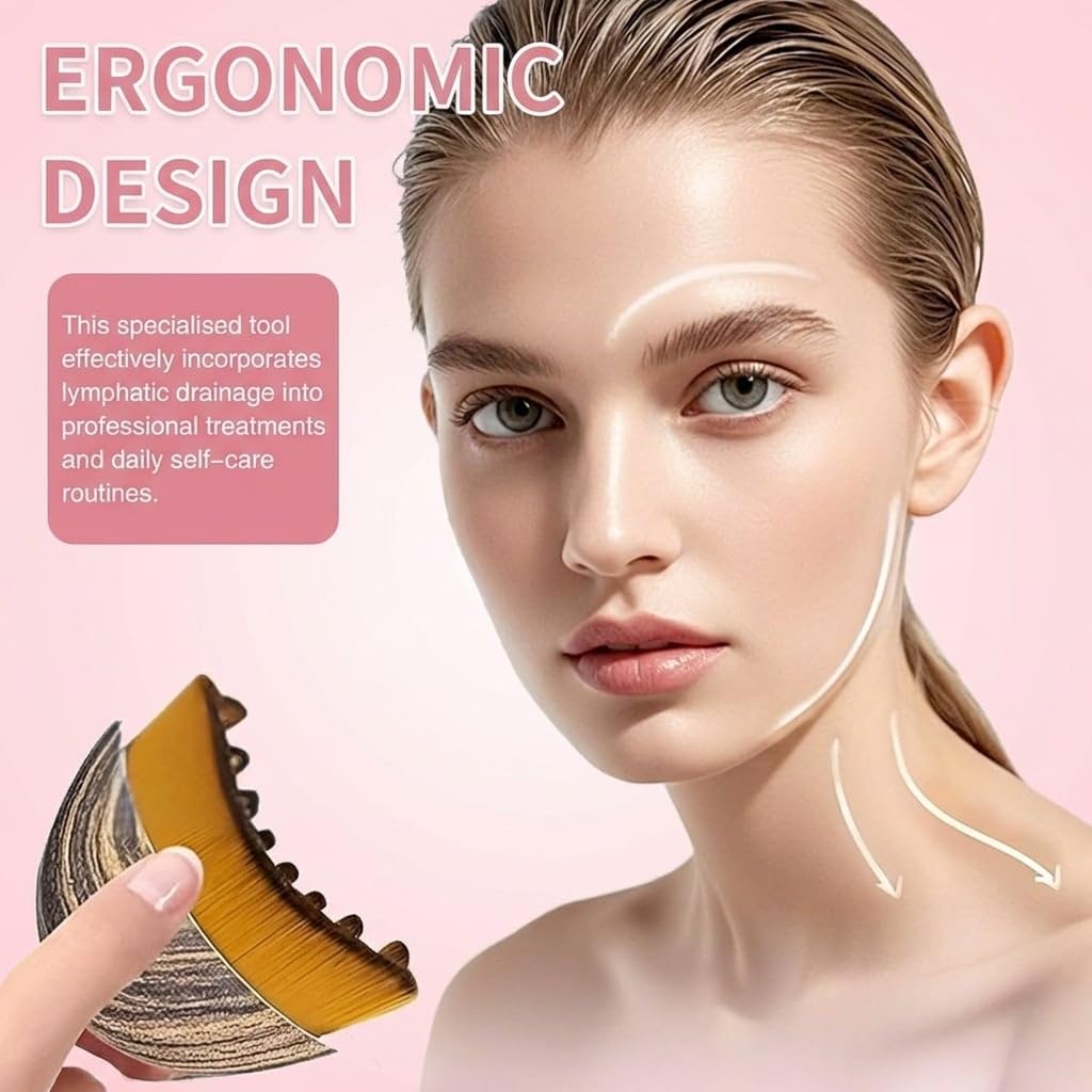 2PCS Lymphatic Contour Face Brush – Gentle Vibration Facial Massager for Jawline, Chin & Contouring, Lymphatic Face Sculpting Tool for Lifting & Detox, Relaxing Facial Massage Brush for - 3