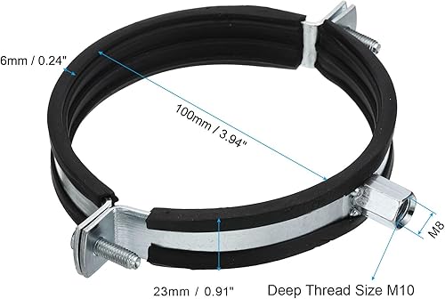 Miniatura 2 de PATIKIL Gancho de tubo de anillo dividido, 2 piezas de 4 pulgadas (3.937 in) de hierro chapado en zinc ajustable para montaje en pared, montaje en