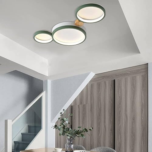 Miniatura 5 de Lámpara de techo LED de 3 luces, 22 pulgadas, moderna lámpara de techo empotrada de madera de 20 W regulable para sala de estar, dormitorio, cocina,