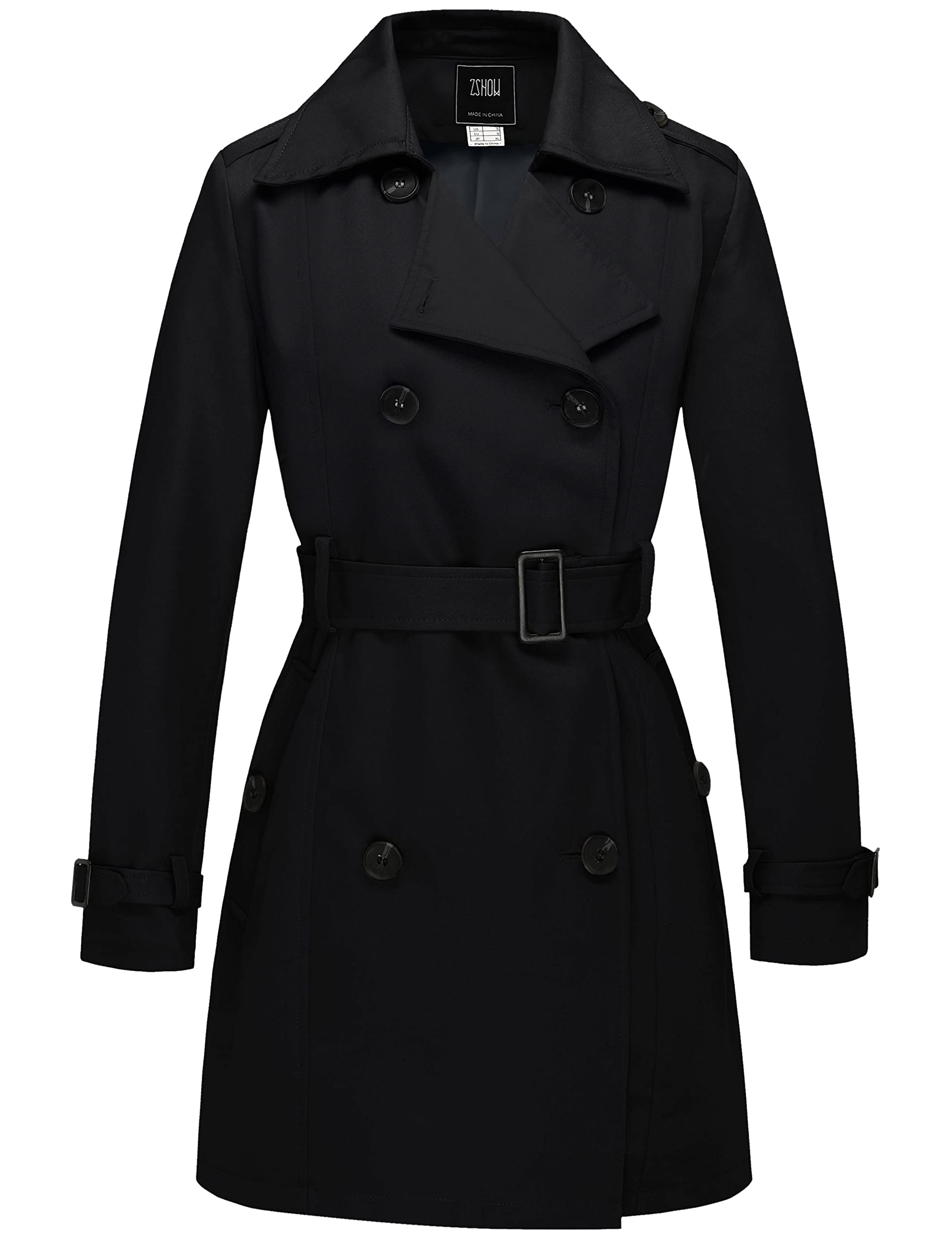 Wantdo Cappotto Primaverile da Donna Doppiopetto Lungo Trench Antivento Idrorepellente Leggera Casuale Giubbotto con Cintura Slim Fit
