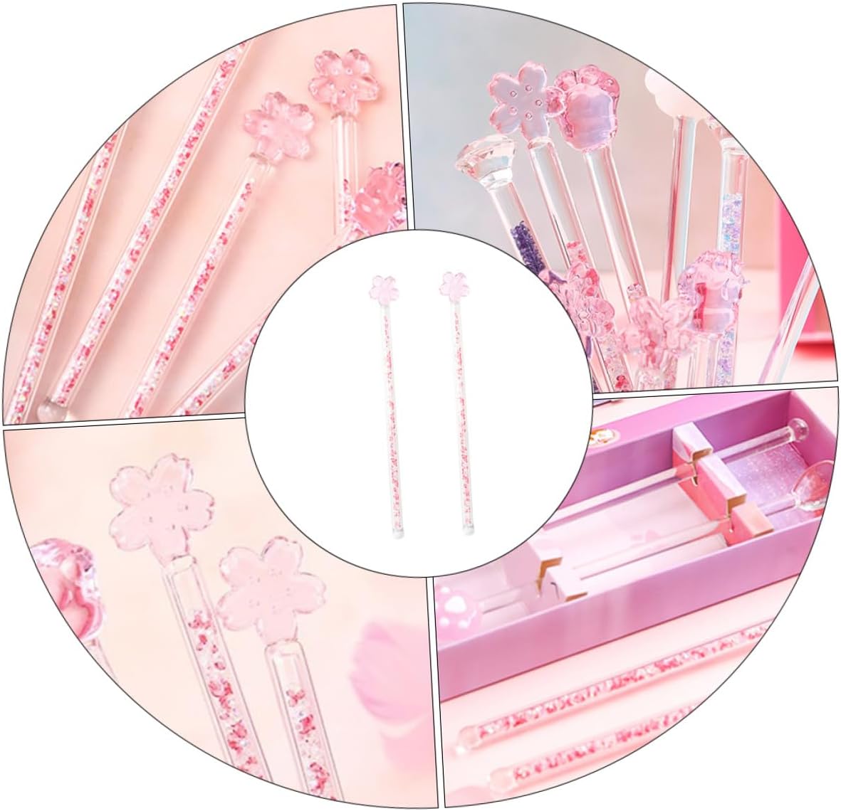 Flower Pattern Glass Stirrer Elegant Swizzle Stick for Drinks Tea Milk Dessert Stirrer Chic Design