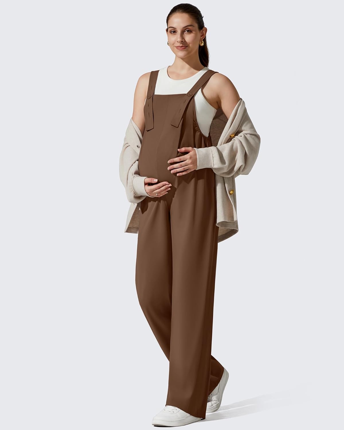 G4Free ShiftReady Maternity Overalls Adjustable Strap Overalls Pregnancy Jumpsuits Wide Leg Pants with Pockets