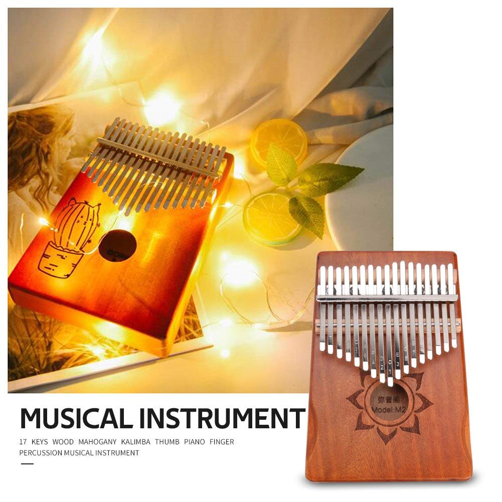 Guitar Parts Clear Sound Quality 17 Keys Wood Finger Thumb Piano with Tuner Storage Bag Suitable for Beginners