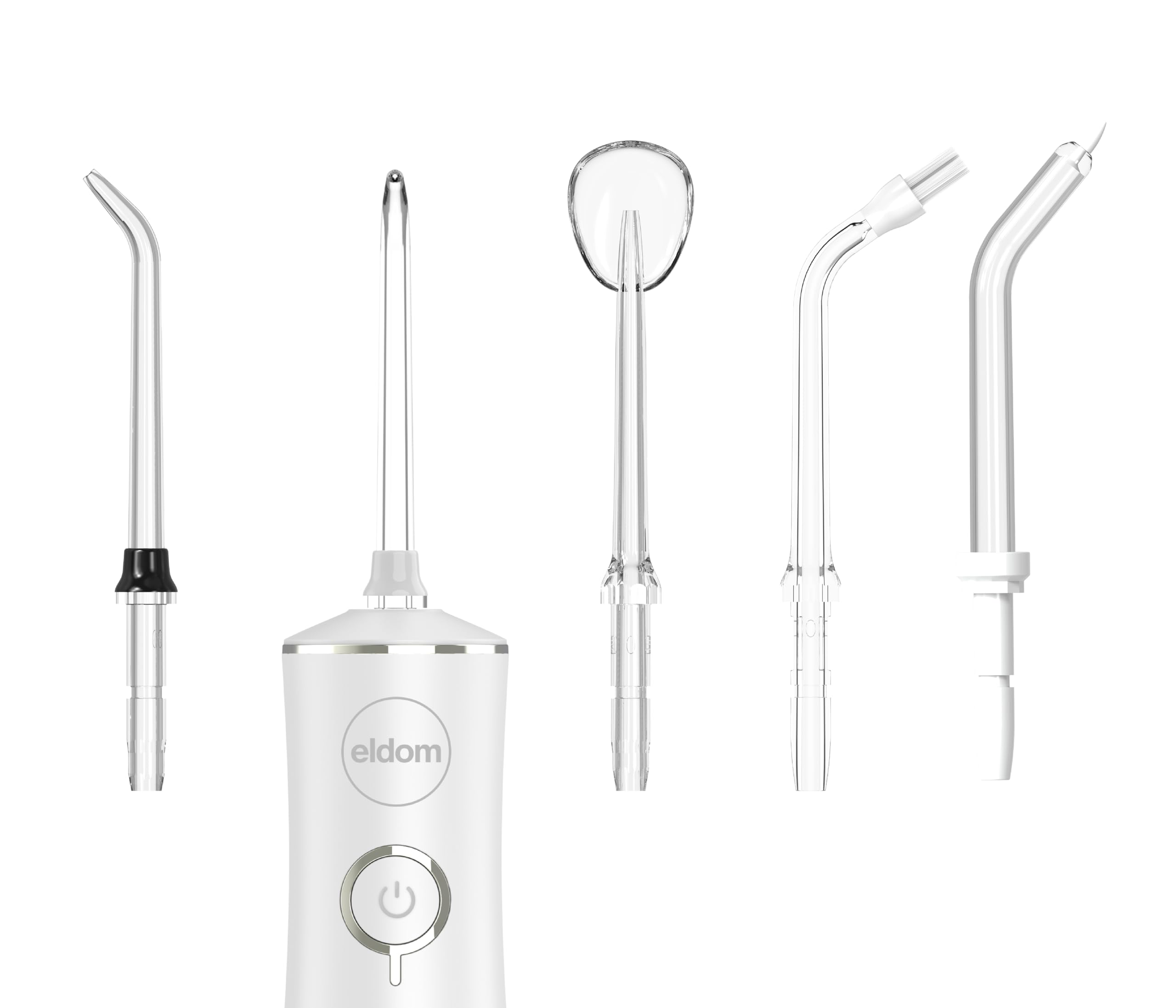 Irrigatore orale senza fili con 4 modalità, 160 PSI, serbatoio da 230 ml, 5 ugelli, IPX7 impermeabile, ricaricabile tramite USB, per spazi interdentali e parentesi graffe, RY200B Eldom