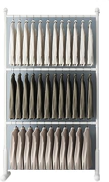 Clothes Rack for Hanging Clothes,Adjustable height Garment Clothing Rack,Retail Clothes Display Store Shelf Racks Organizer Hanger Rod Metal Sturdy Bedroom RackWhite,3 TIER_80CM/31IN