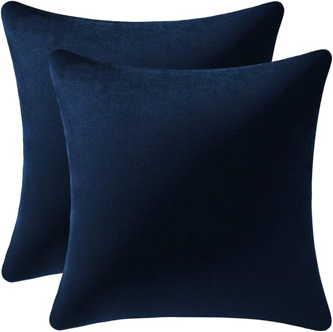 Couch Pillow Cases 24x24 Navy 2 Pack Cozy Soft Velvet