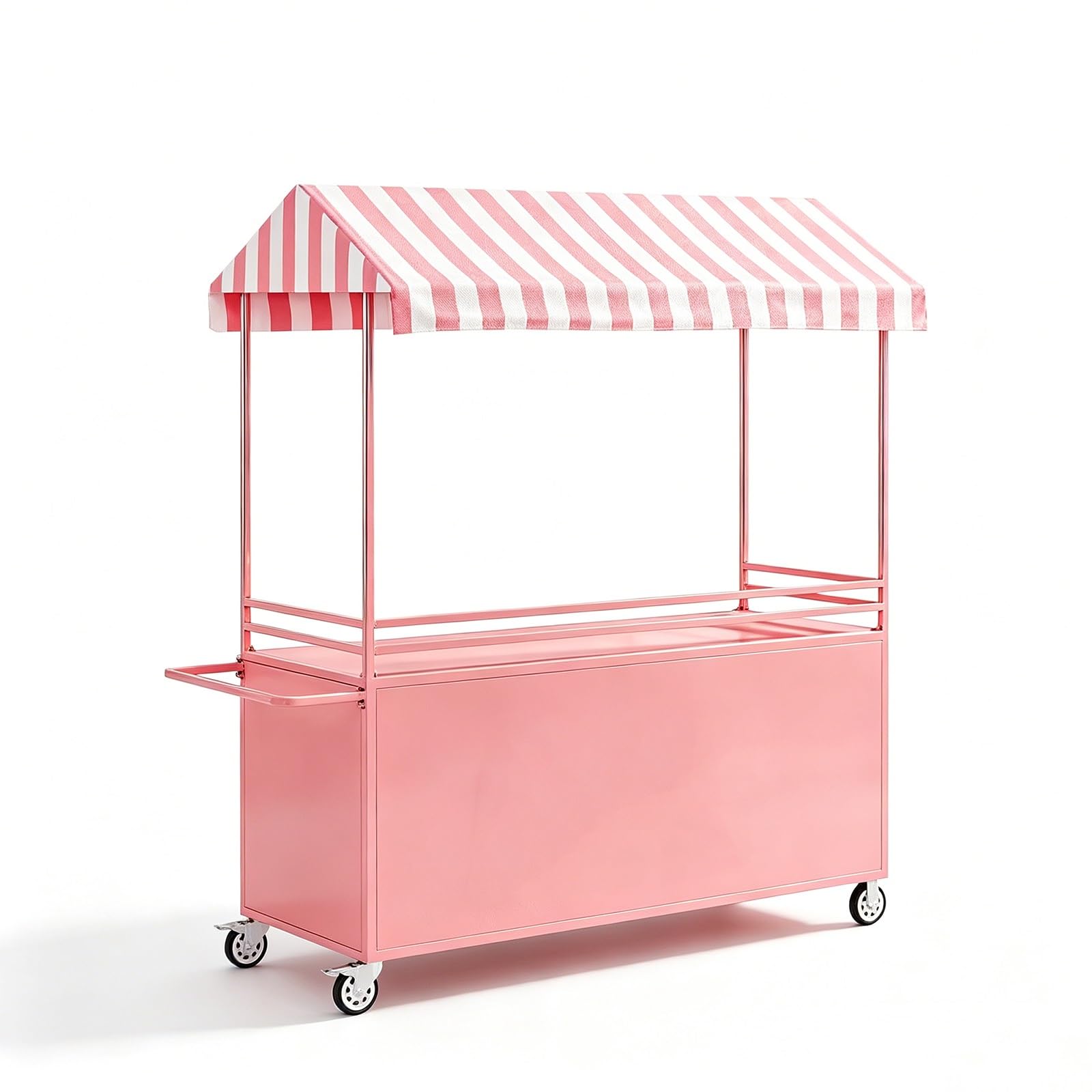Mobiler Verkaufswagen, Verkaufsstand Außenbereich, mobiler Präsentationsstand mit Stauraum, Feststellbare für Märkte, Street Food & Events(Pink,120cm)