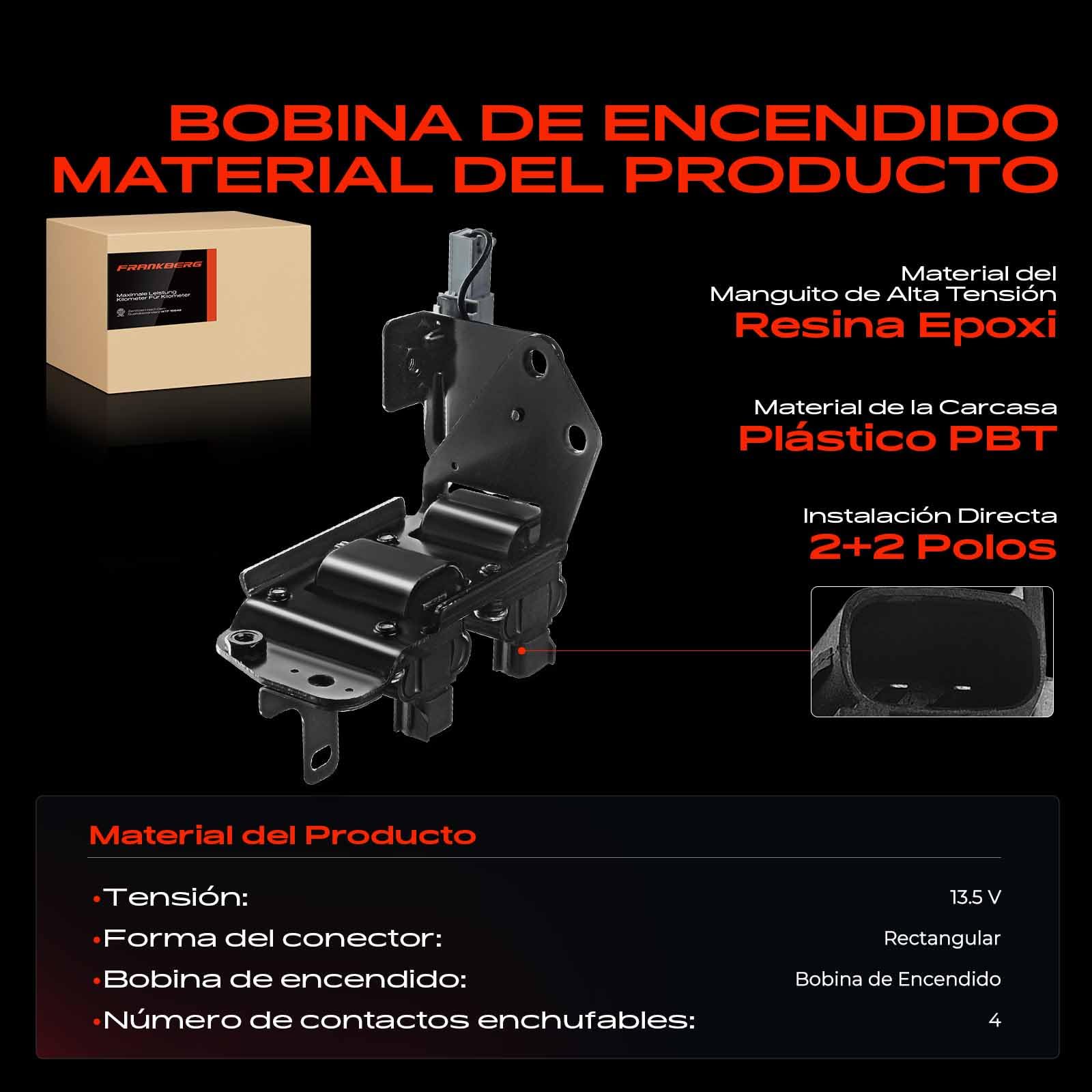 Frankberg Bobinas de encendido Módulo de bobinas de encendido | Compatible con Matrix FC 1.6 Rio II JB 1.4 16V Cerato LD 1.6 Rio II JB 1.6 CVVT Getz TB 1.6 Replace# UF-424,27301-26600