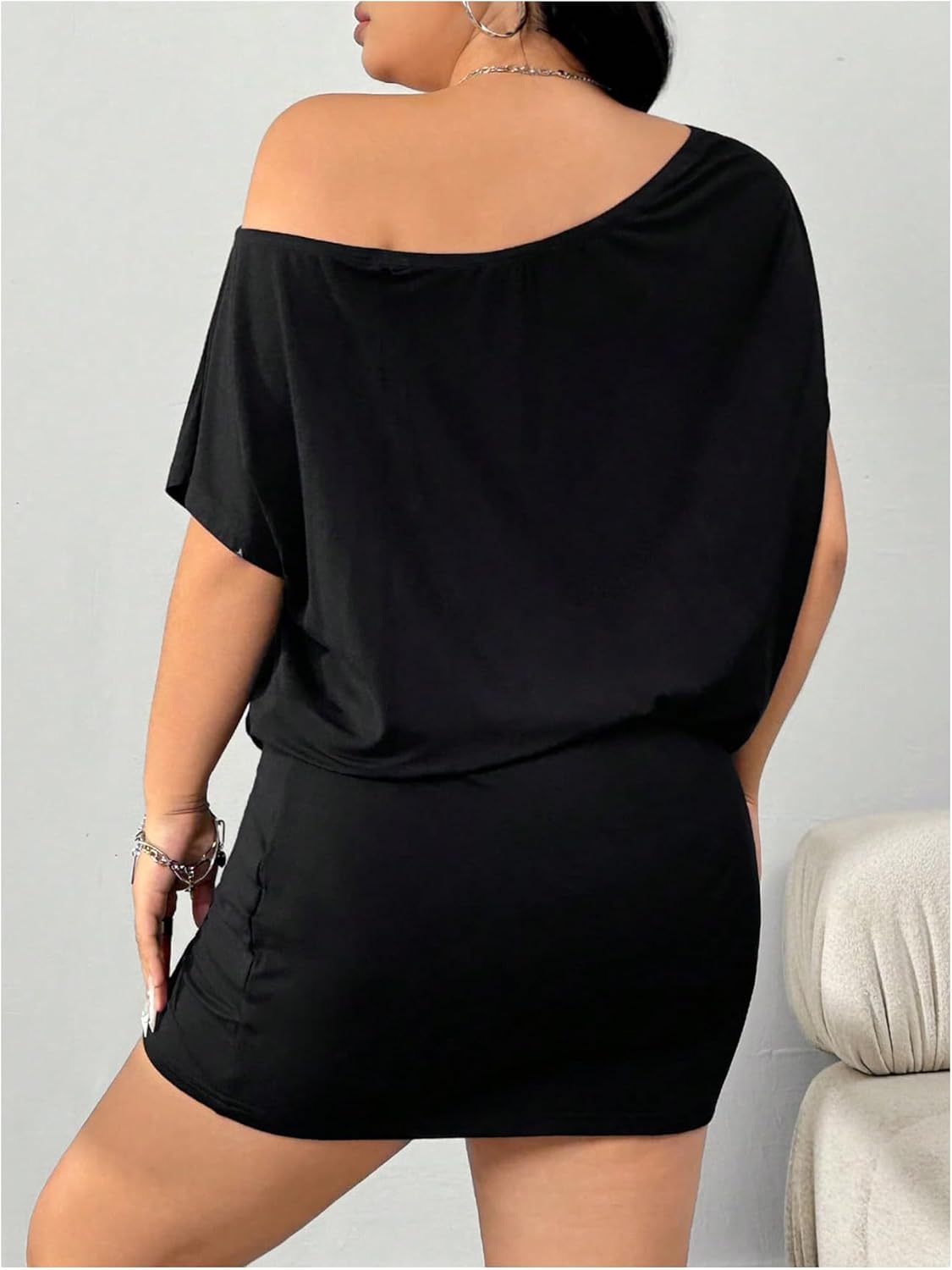 Verdusa Women's Plus Size Off The Shoulder Dress Going Out Party Mini Bodycon Dresses - Image 2