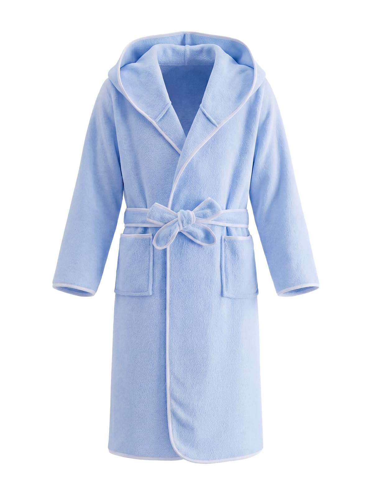 JiAmy Kinder Bademantel mit Kapuze Coral Fleece Leicht Morgenmantel mit Kontrastband Weich Saugfähig für Jungen und Mädchen