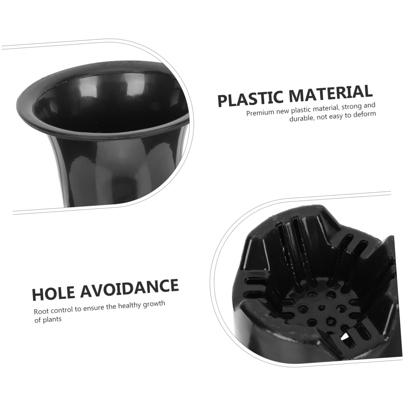 Abaodam Pots pour Orchidées Surface Simple et Respirante en Plastique Noir Lot de 10 Pot de Fleurs Haut Contrôle des Racines pour Jardin ou Intérieur