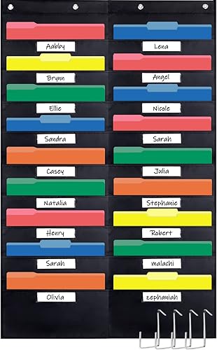 Opret - Tabla de bolsillos de almacenamiento con 20 bolsillos para etiquetas de nombre, organizador de archivos de pared colgante para carpetas de