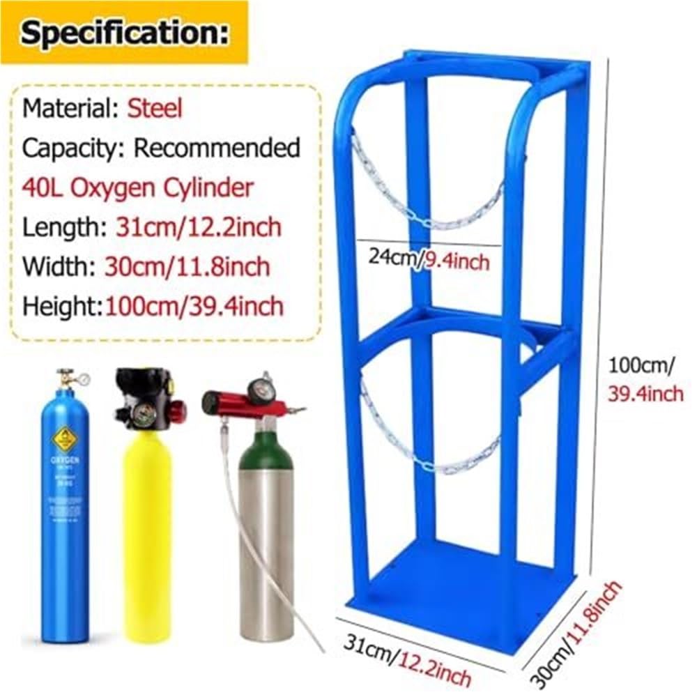 Soporte para tanque de propano, soporte de cilindro de gas montado en el suelo con cadena protectora y tornillos de fijación para uso en laboratorio hospitalario