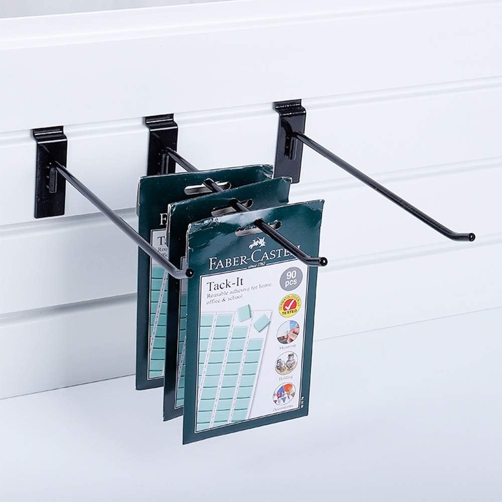 100 Pack Black Slatwall Hooks 10 inch Slatwall Accessories Slat Wall Panels Hanging Hooks, Slat Board Display Hooks Hangers for Garage Shop Retail