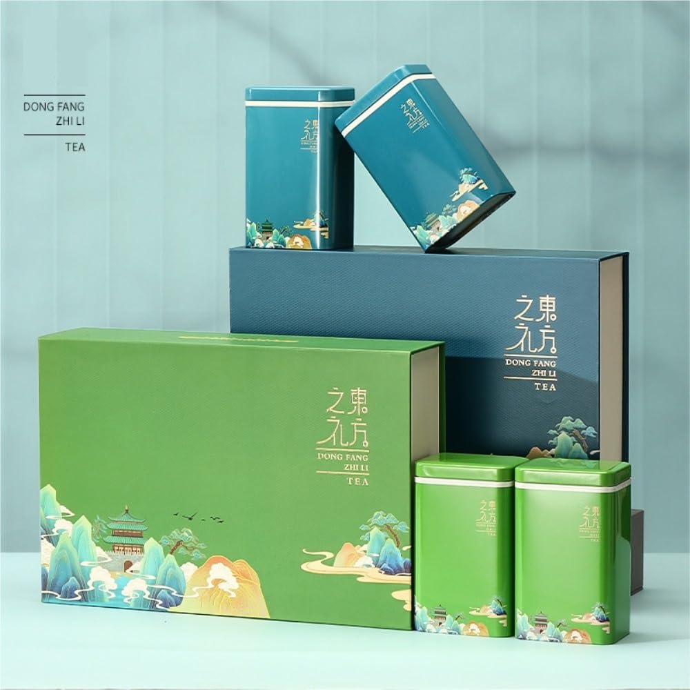 XYNSNDB Teedose, große Tee-Aufbewahrungsdose, quadratische Blechdose, Küchen-Aufbewahrungsdose, Leere Dose, chinesisches Tee-Set, Doppeldose, Geschenkbox-Set, Teedose (B, Doppeldose)
