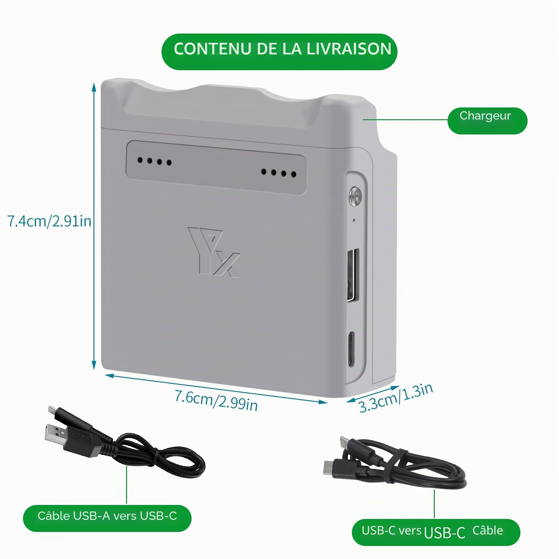 Chargeur de Batterie avec Charge de Stockage pour Drone DJI Neo, hub de Charge bidirectionnel, Charge Rapide Two Batteries Accessoires