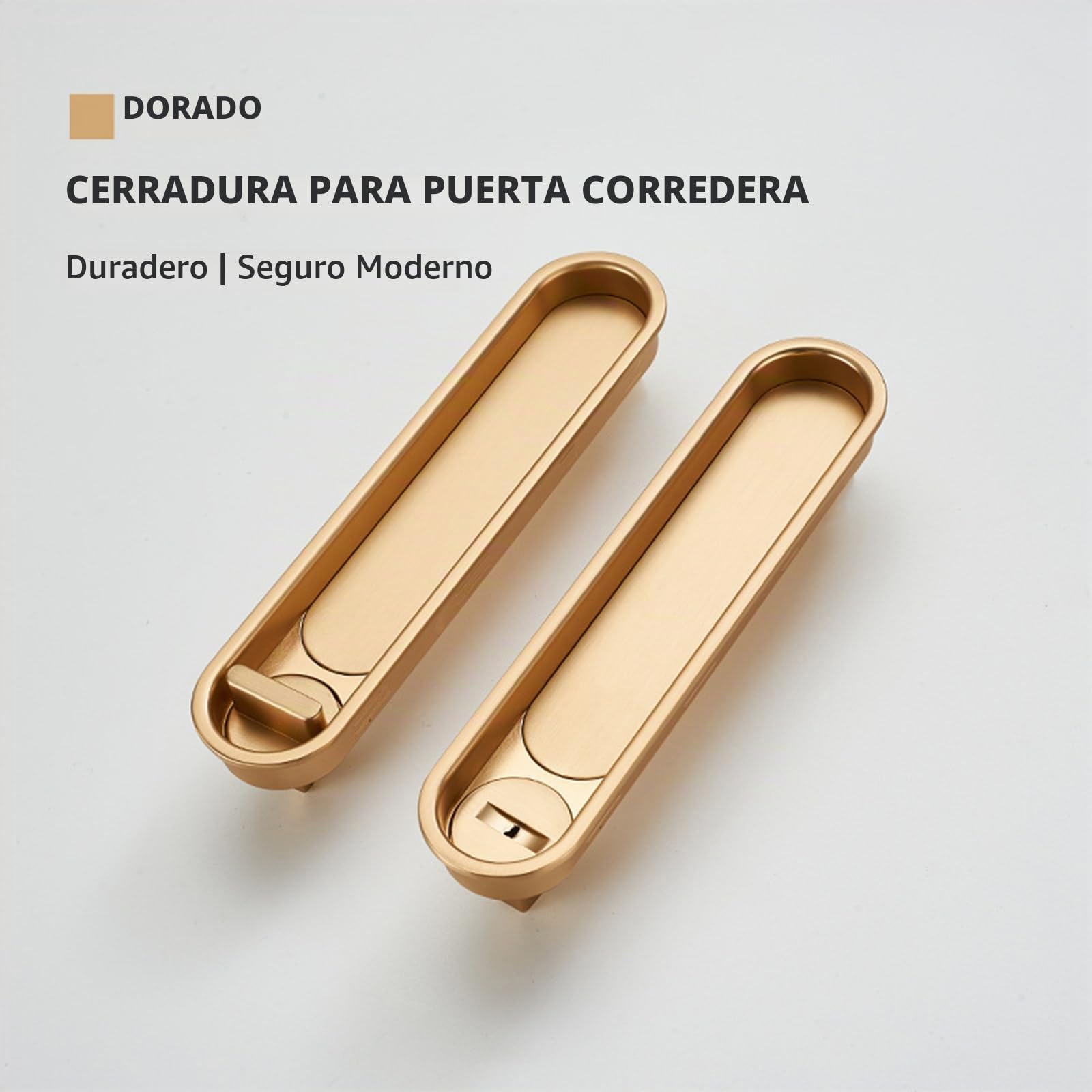 Hoconnie Cerradura de puerta corrediza y tirador de bolsillo empotrado, cerradura invisible para puerta de 154 mm (dorado, para puerta de 35-45 mm)