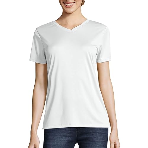 Hanes Women's Cool DRI Performance V-Neck T-Shirt, Moisture-Wicking Short Sleeve Tee, 40+ UPF Protection
