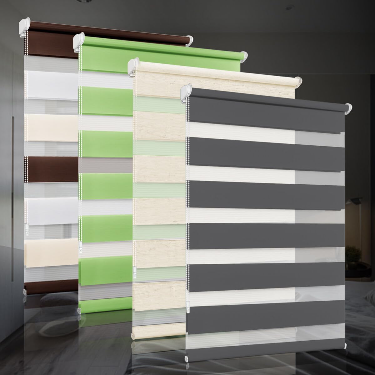 bobodeco Doppelrollo klemmfix ohne Bohren Duo Rollos für Fenster mit Klemmträger, Anthrazit B45 x H100cm (Stoffbreite 45cm), Fensterrollo lichtdurchlässig & verdunkelnd Wandmontage Sichtschutz