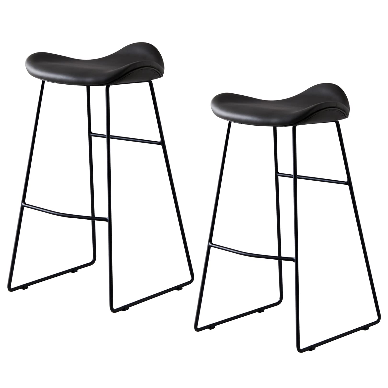 Tabourets de bar lot de 2 en cuir PU gris chaises de bar confortables pour cuisine et comptoir