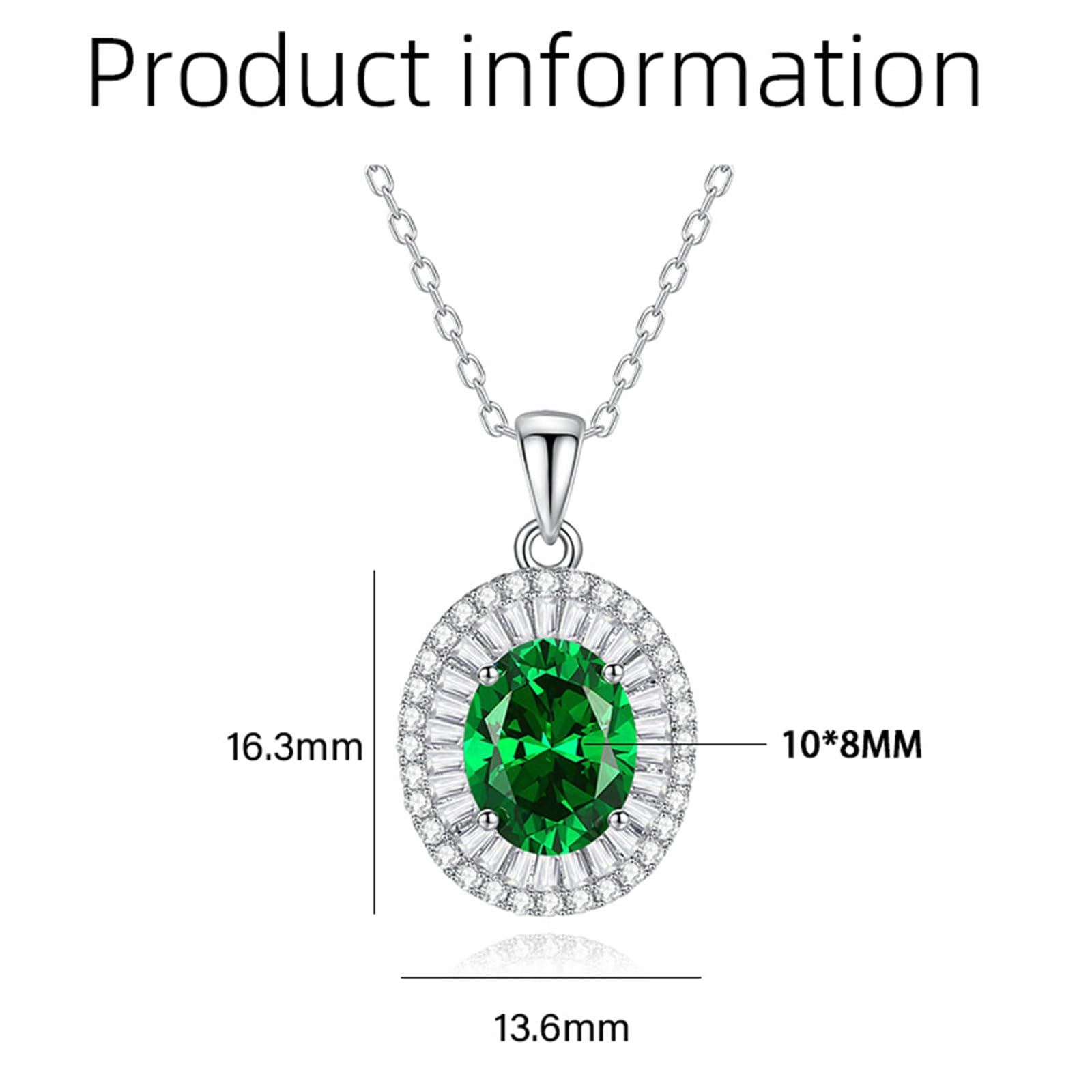Ciondolo Collana Donna, Donna Collana con Ciondolo Topazio Ovale da 3 carati, citrino, Smeraldo Sintetico e moissanite in Oro 9K/14K/18K/Platino, 45cm