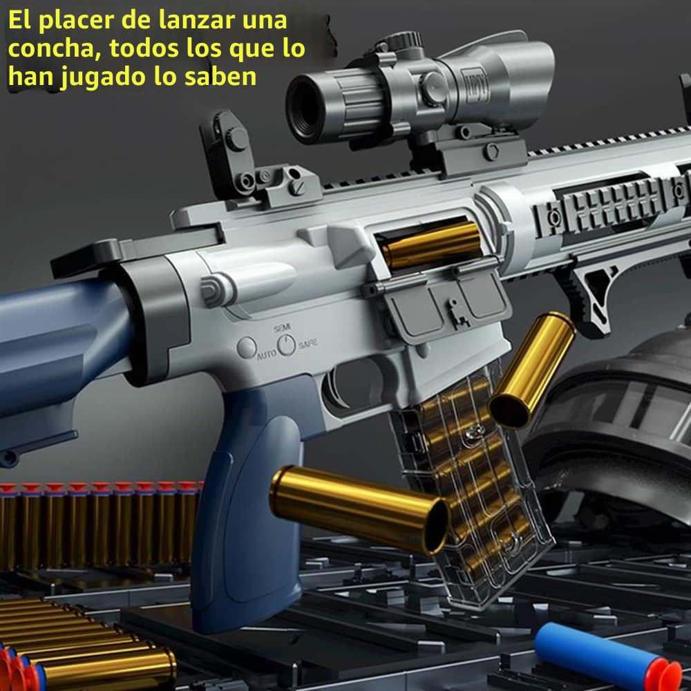 Pistola M416 Shell Ejection Soft Bullet con EVA Soft Sniper Rifle, Blaster Weapon Toys para Juegos de Jardín - Regalo de Cumpleaños para Niños Niñas Adolescentes-Blanco