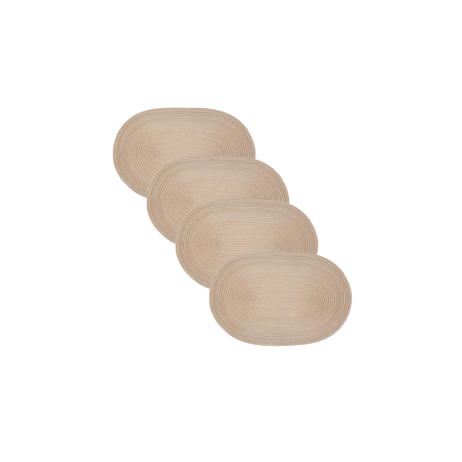 Oval Dining Table 4pcs Oval Table Placemats Washable Heat Resistant Polyester Cotton Place Mats for Kitchen Dining Table(Khaki)