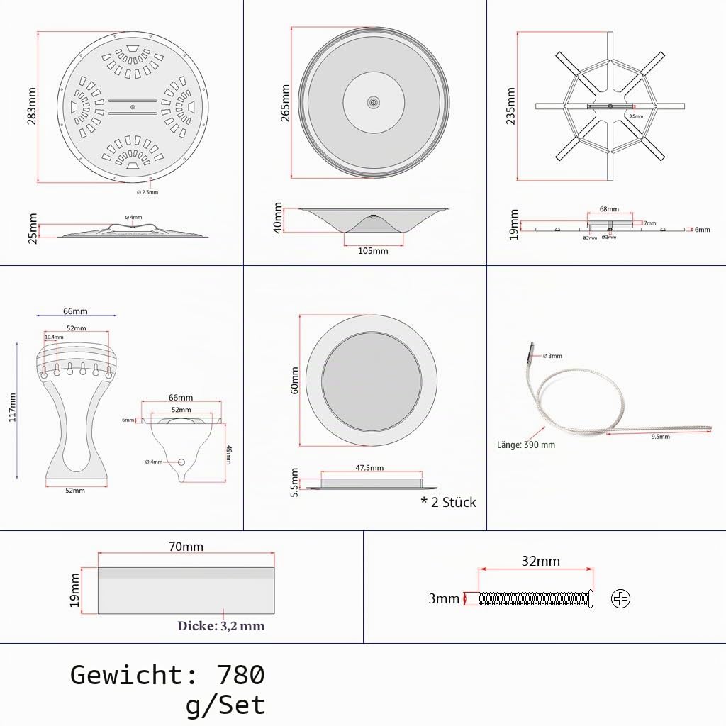 Alnicov Dobro Resonator Gitarre Ersatzteile Kegel Schalllochschirme Saitenhalter Brückensattel für Dobro Gitarre 8er Set