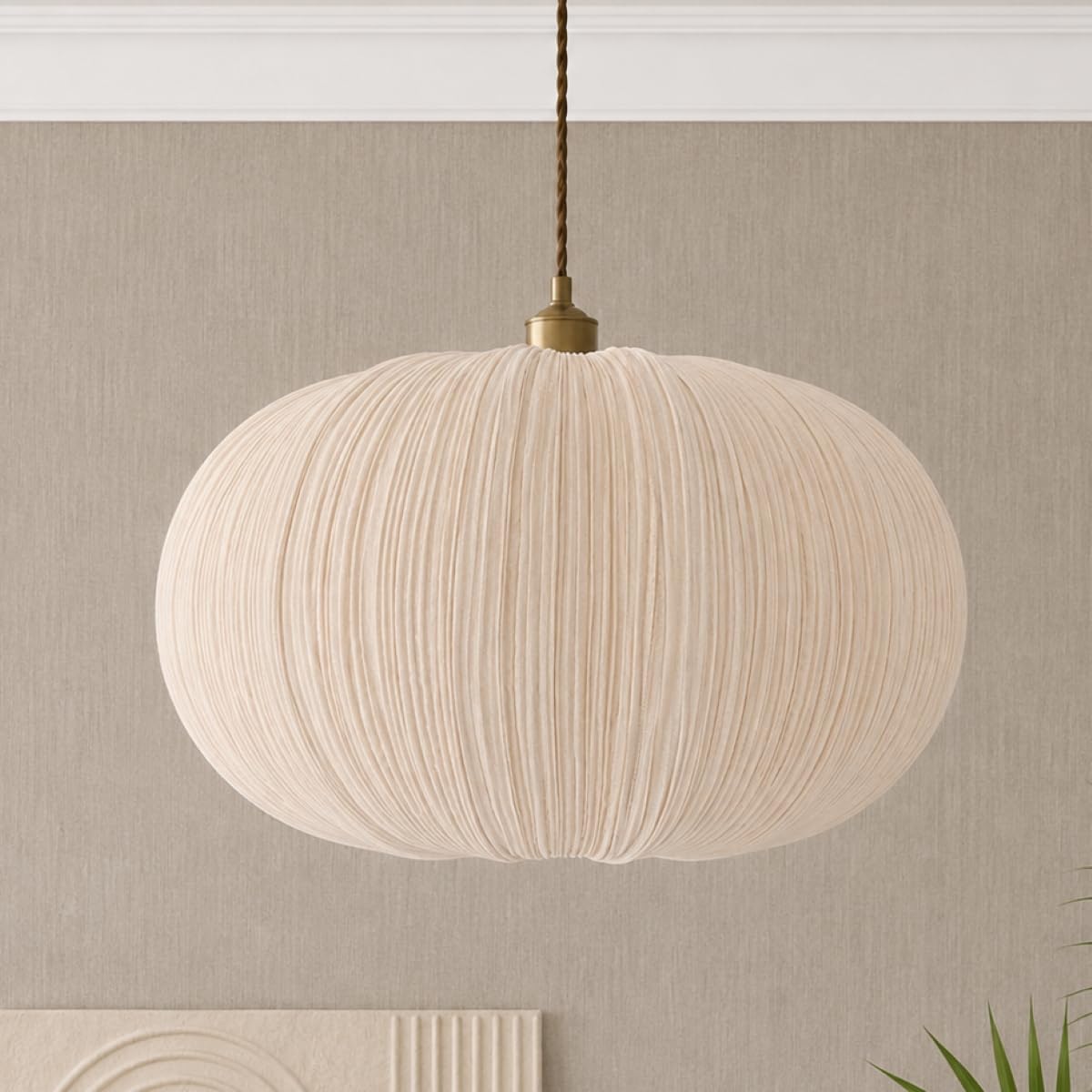 CGC Lighting Indoor Ceiling Lampshade Oval Stretch Ruffled Silk Fabric 50cm Width Hanging Floor lamp (Champagne Oval Stretch XL)