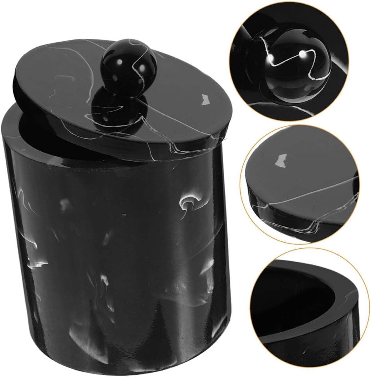 2pcs Marble Pattern Storage Box Lid for Cotton Swabs and Toothpicks Compact Design for Home Organization Ink Ink