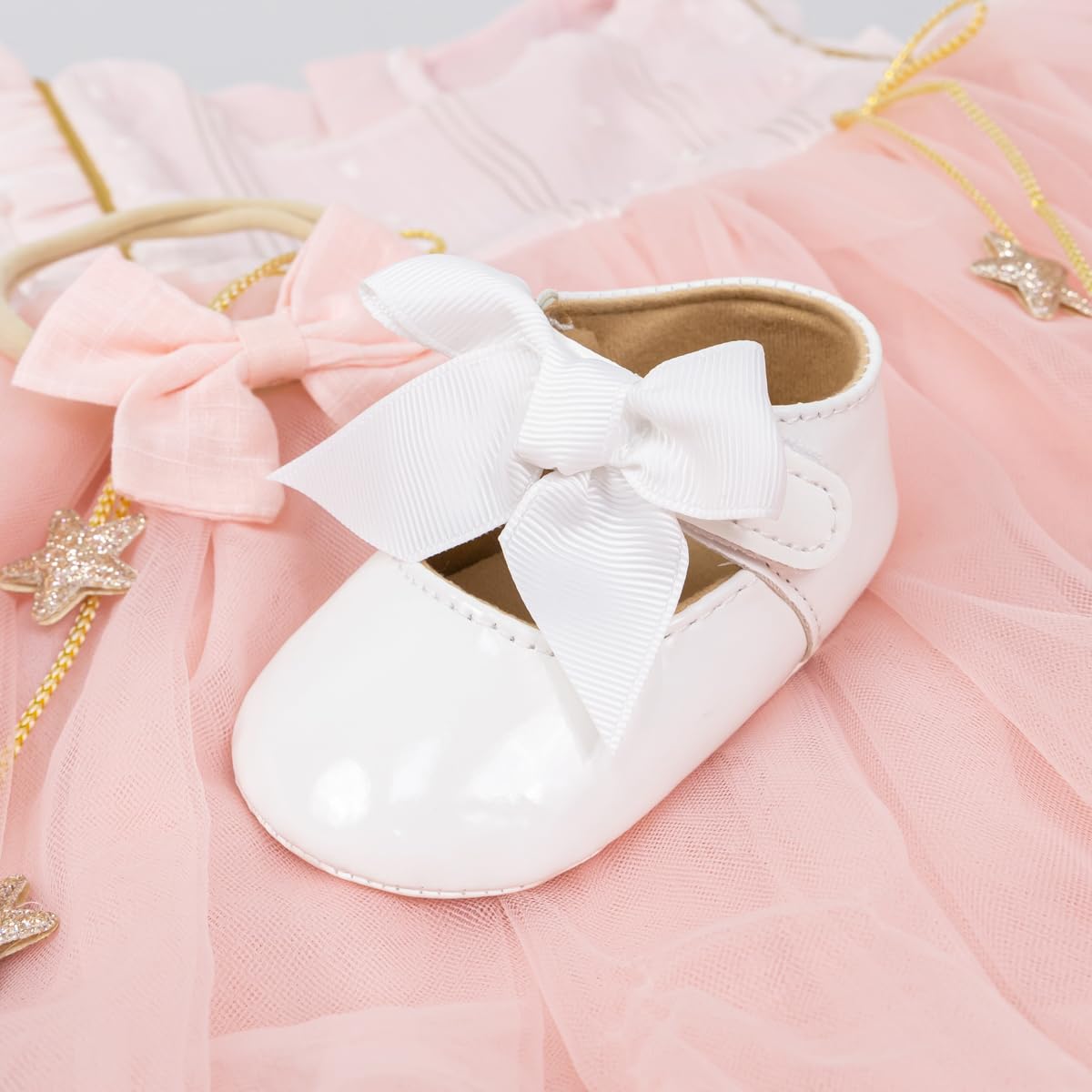 CENCIRILY Mary Jane - Scarpe da bambina antiscivolo, con fiocco e suola morbida, per abito da sposa da 0 a 18 mesi