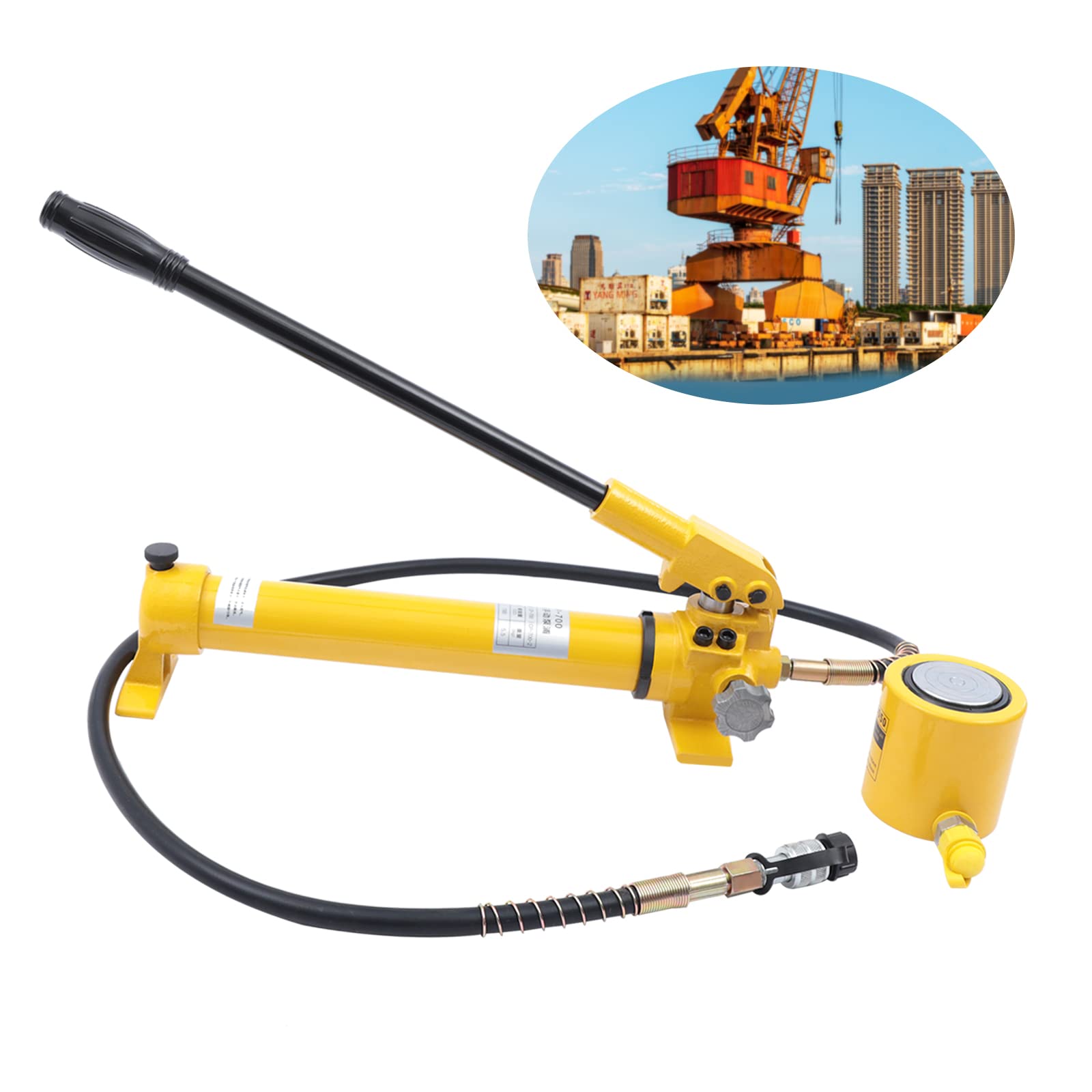 30T Hydraulischer Wagenheber + CP-700 Handpumpe, Hydraulische Wagenheberpumpe 30 Tonnen Porta Power Kit 2-Takt Industrieller Hydraulikzylinderheber für Maschinen Schiffbau Industrie BAU