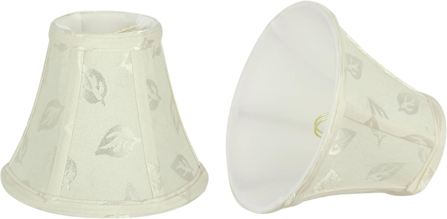 Aspen Creative 30052-2A, Bell Clip-On Chandelier Lamp Shade, Off-White, 3" Top x 6" Bottom x 5" Slant Height, Set of 2