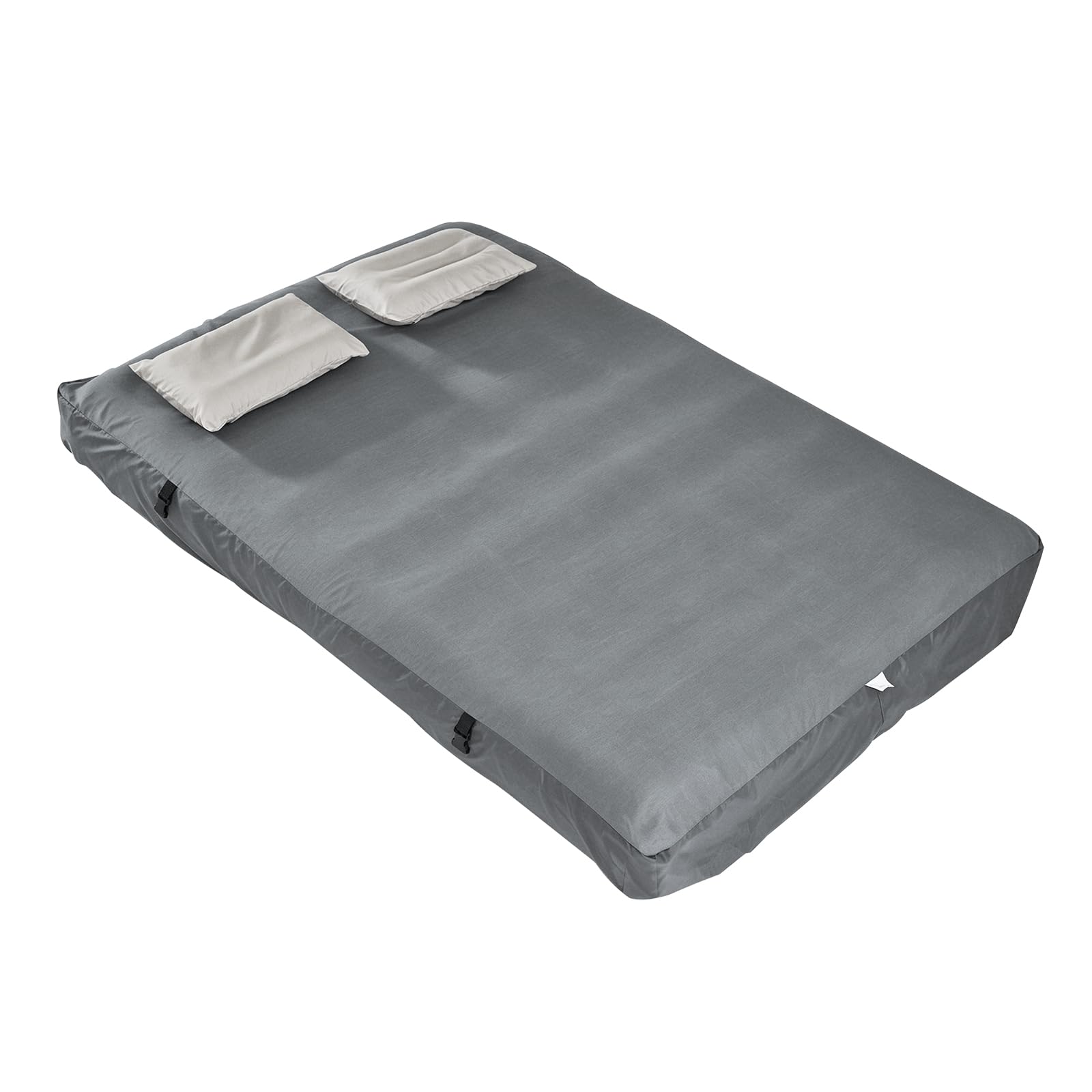 SoBuy Double Inflatable Camping Mattress with Bed Sheet, 2 Pillows & Foot Pump, Portable Sleeping Mat for Camping, Waterproof Roll-up Air Bed for 2 Persons, 191x137x22cm, Grey, OGS32-II-L-HG-P01