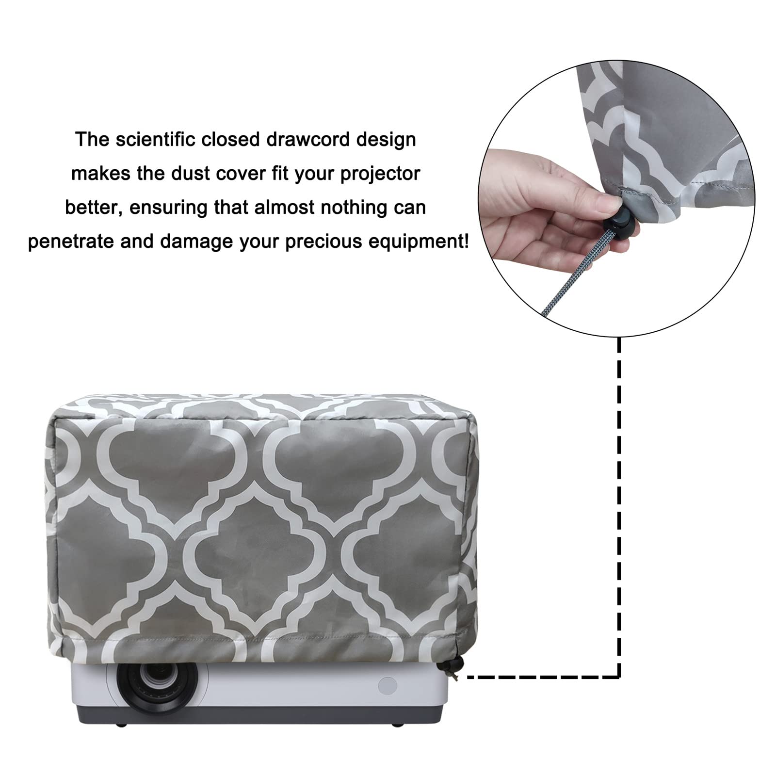 Housse de protection étanche et anti-poussière Lyirfan pour projecteur monté au plafond avec cordon de serrage gris