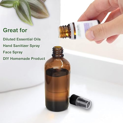 Miniatura 6 de Hydior Botella de spray de vidrio ámbar de 4 onzas para aceite esencial, botella de spray vacía de niebla fina, paquete de 6