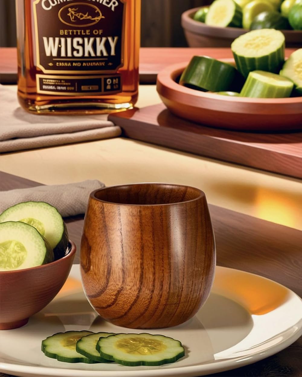 Bourbon Gifts for Men Unique Wooden Whiskey Glass for Whiskey Lover Drinkers Anniversary Birthday Gifts for Men Women Who Have Everything Old Fashioned Drinking Glass - Image 4