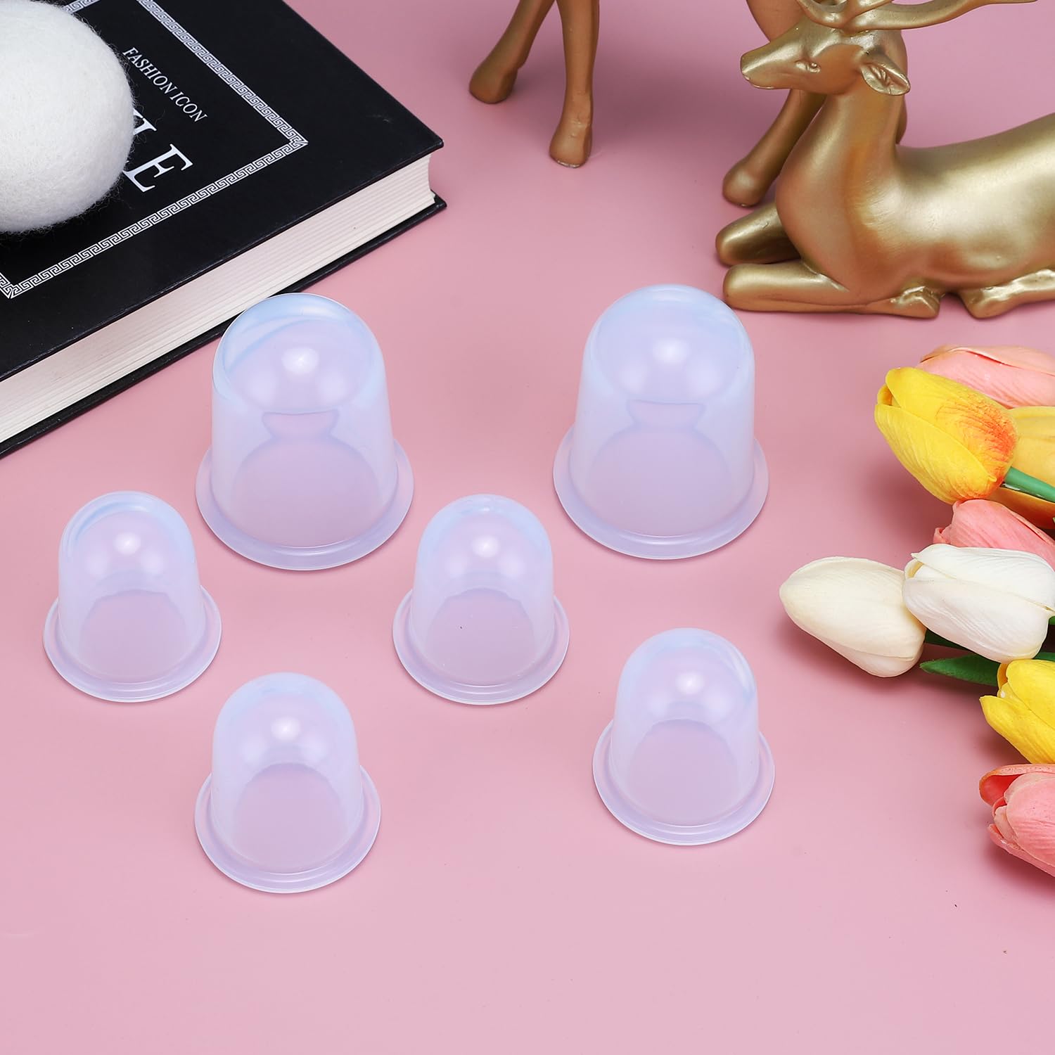 Silikon-Schröpftherapie-Set (6-teilig), Schröpfset für Massagetherapie | Cellulite-Entferner-Schröpf-Set, Anti-Cellulite-Cup-Massagegerät, Vakuum-Saugnapf-Cups zur Cellulite-Reduzierung