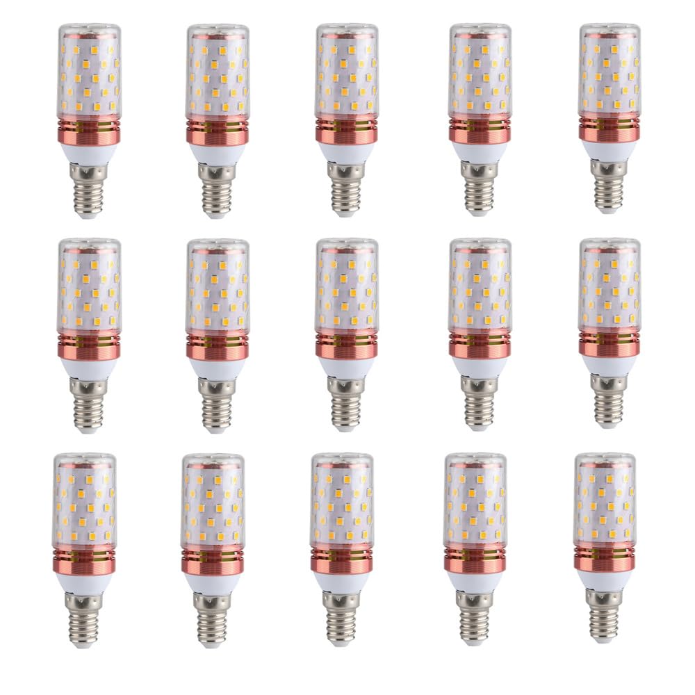 15 Pezzi E14 12W 220V LED Lampadina Luce Di Candela Tavolo Mais Lampadario Portalampada Casa Illuminazione Di Emergenza,Warm white