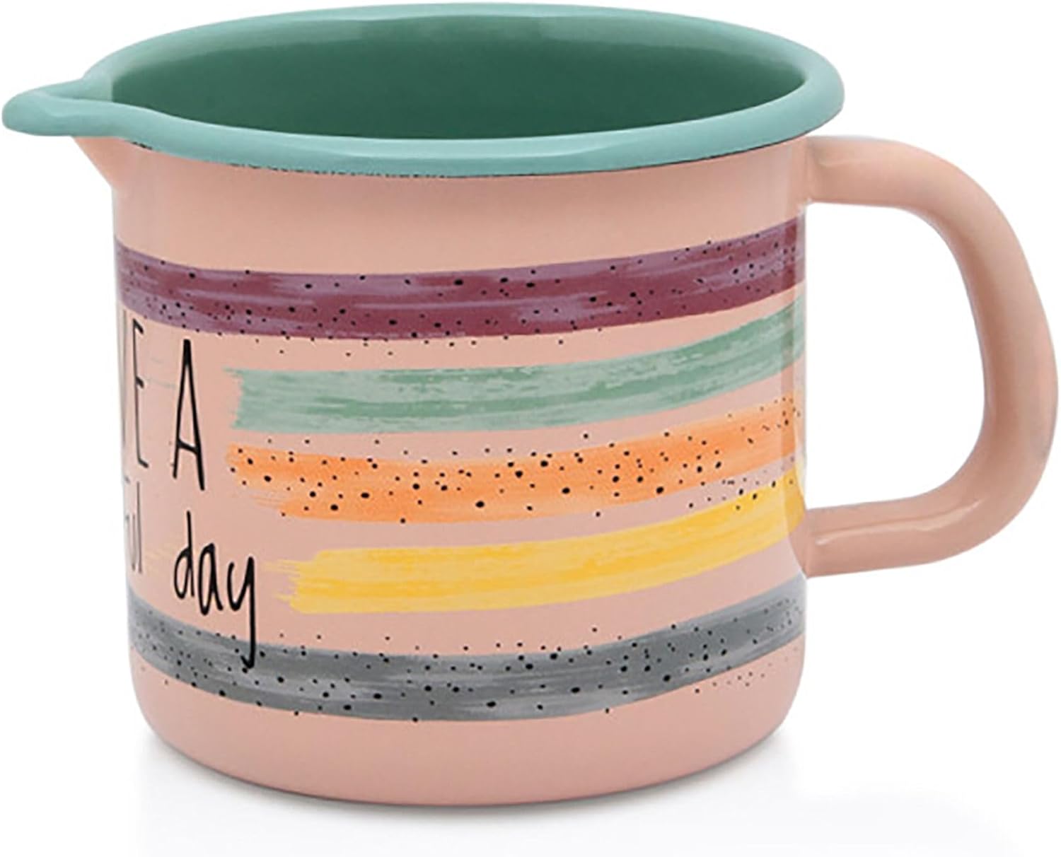 Metalac Enamel Mug with Pouring Spout Dishwasher safe, Not microwave safe (Have a Beautiful Day)