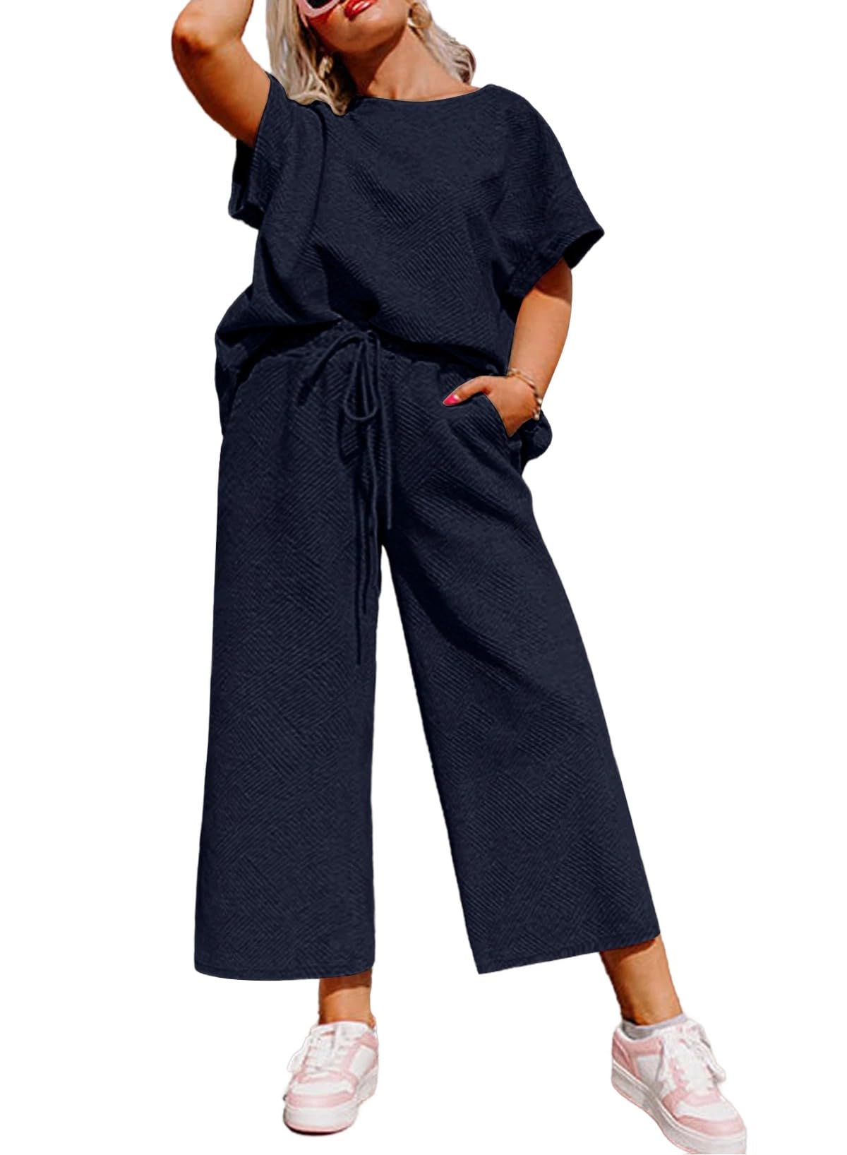 Eytino Womens Plus Size Sweatsuits Casual Wide Leg Pants