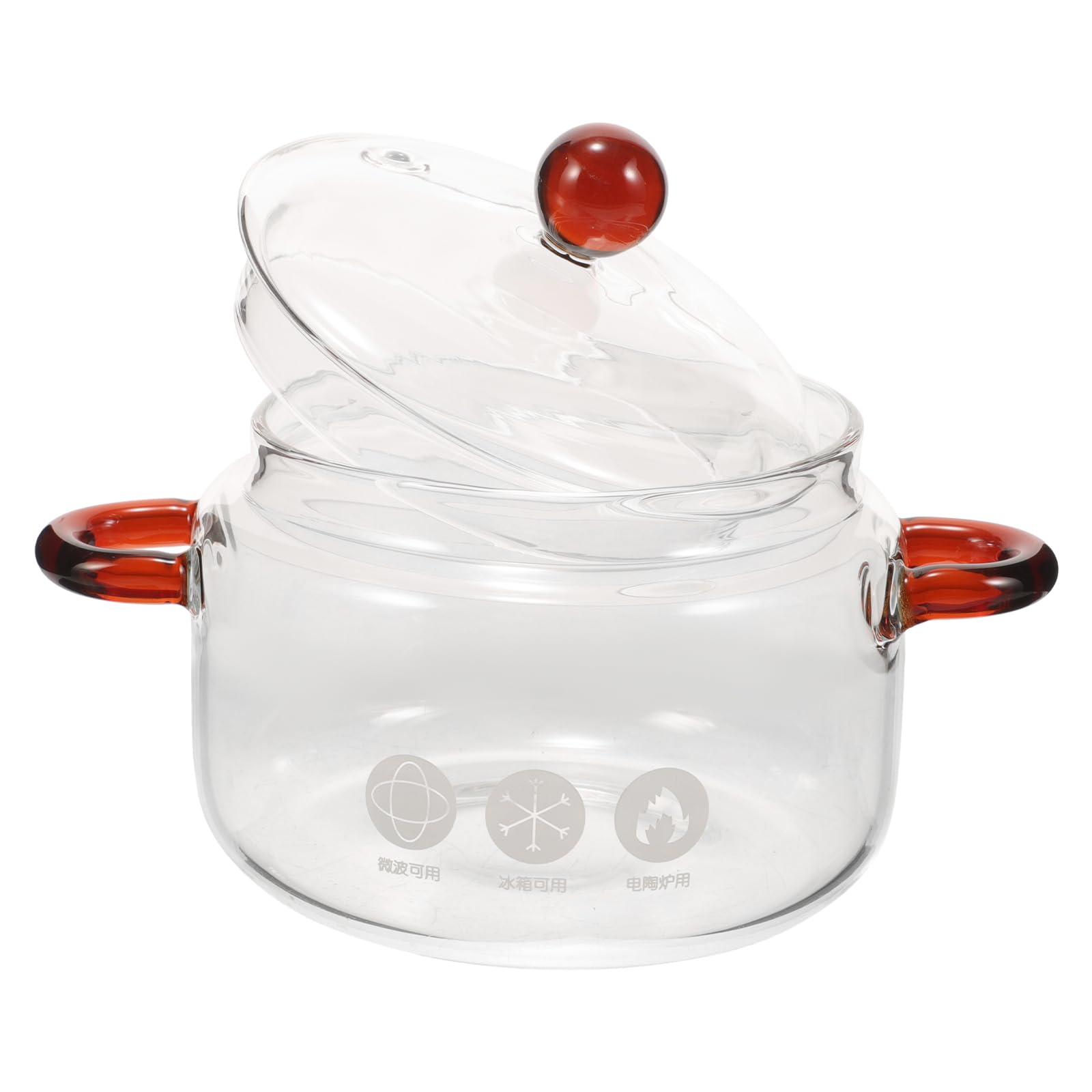 Hemoton Clear Glass Pot for Cooking On Stove Glass Saucepan with Cover Stovetop Cooking Pot Glass Cookware Simmer Pot for Pasta Noodle, Soup, Milk, 0.45L