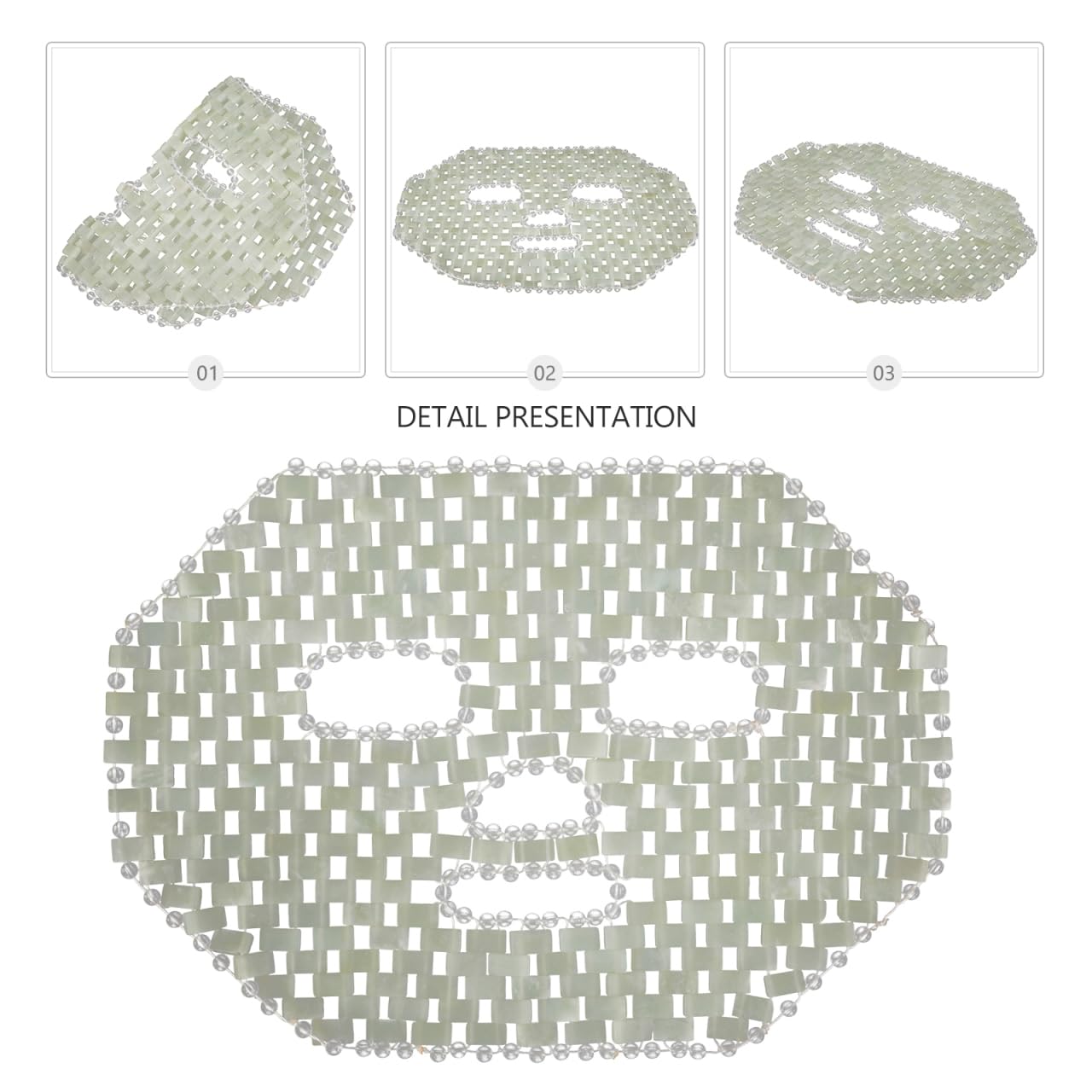 Healeved Masque Yeux Pierre De Jade Refroidissant Masque Visage Pierre De Jade Pour Massage Et Soin Apaisant Aide À Réduire Le Gonflement Du Visage Utilisation À La Maison Ou Spa