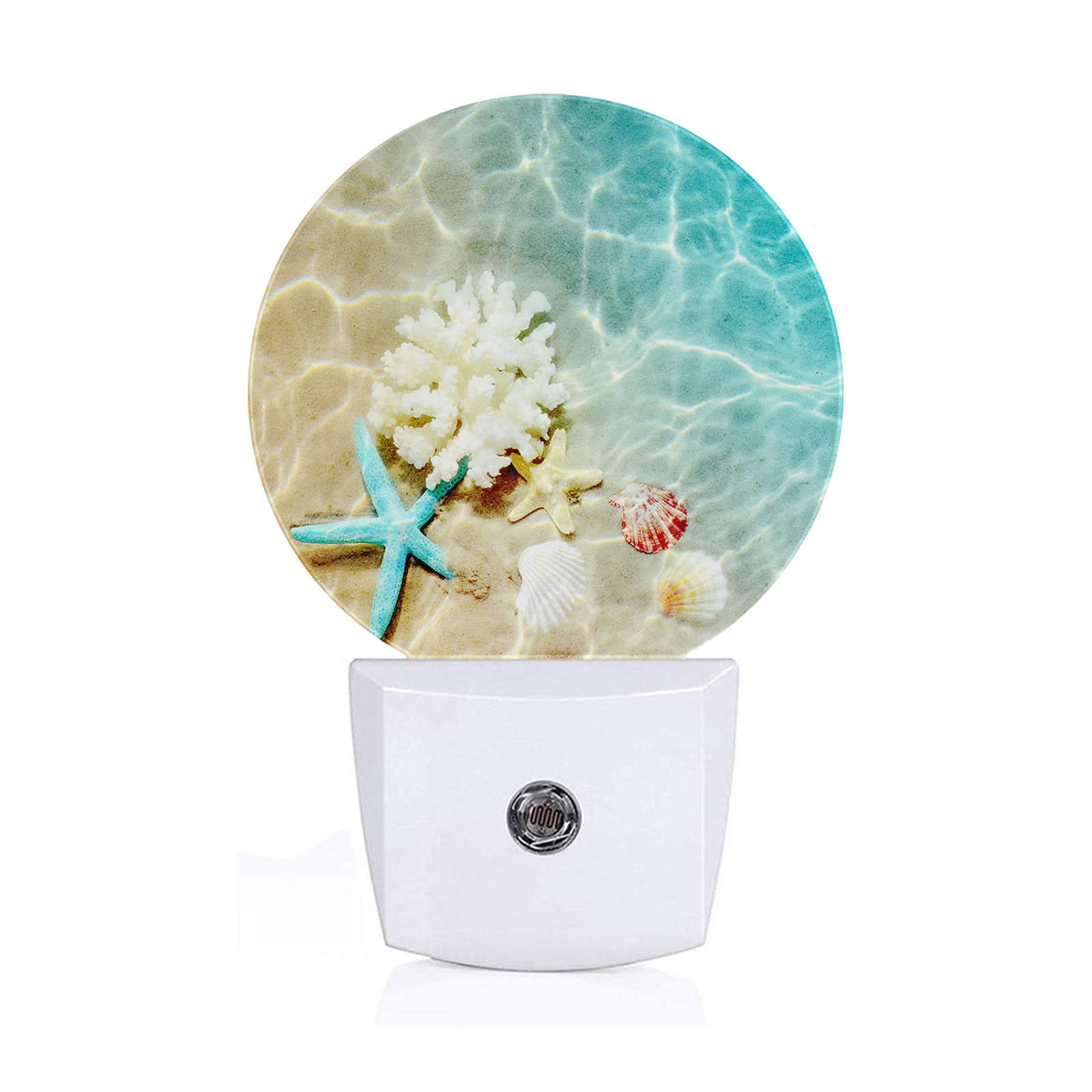 Axayaz Starfish Night Light Beach Coral Seashell Blue Green Ocean Sea Water Plug in Night Lamp Auto Sensor Energy Efficient Dusk to Dawn LED Home Decor