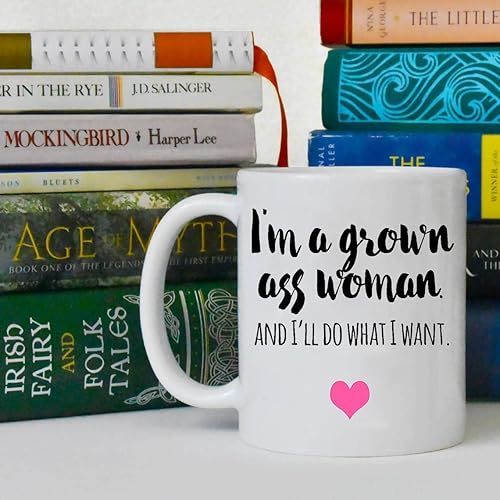 Miniatura 7 de Taza de café divertida con texto en inglés "I'm a Grown Ass Woman and I'll do What I Want - Taza de té blanca impresa de doble cara de 11 onzas