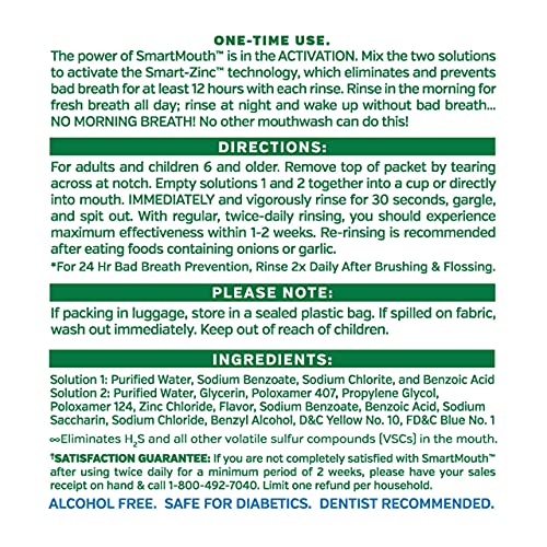 SmartMouth Original Activated 2-Pack Mouthwash & Single Packs, Travel Mouthwash, Fresh Mint