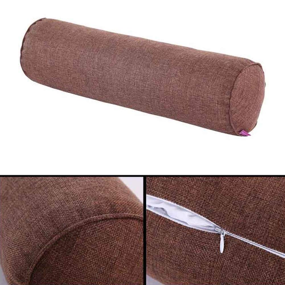 Aowufan Solid Color Cervical Pillow Cylindrical Round Neck Pillow Candy Pillow Long Leg Pad Foot Pillow Throw Pillow Sofa Cushion (Brown, S)