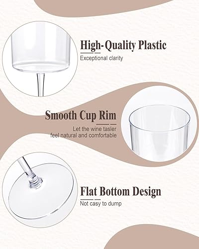 Miniatura 3 de Ciaell Paquete de 12 copas de vino de plástico transparente  Copas de vino desechables de 10 onzas con tallo para fiestas, bodas, piscina, aire